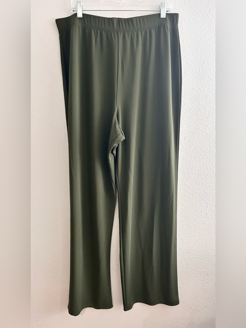 Susan Graver Olive Green Wide-Leg Pull-On Pants